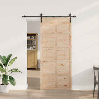 Drzwi przesuwne naturalny 80 x 208 cm Lite drewno sosnowe