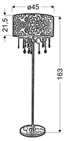 Lampa podłogowa czerwony welurowy abażur 3x40W Astor Candellux 53-80465