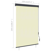 vidaXL Roleta zewnętrzna, 120x250 cm, kremowa
