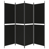 Parawan 4-panelowy, czarny, 200 x 180 cm, tkanina