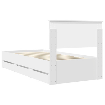 Ramka łóżka z szufladą Biały 90 x 200 cm Drewno inżynieryjne