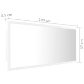 vidaXL Lustro łazienkowe LED, wysoki połysk białe, 100x8,5x37cm, akryl