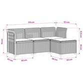 Sofa ogrodowa dla 4 osób z poduszkami w stylu rattanowym PP