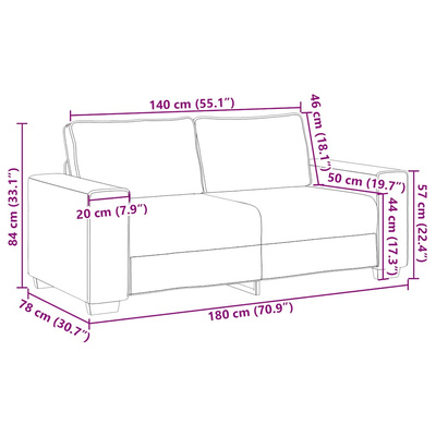 Sofa 2-osobowa Ciemnoszara 180x78x84 cm Tkanina