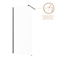 Kabina walk-in ii 80x200cm transp 8mm shiny-glass czarny AK-32-181-S Invena