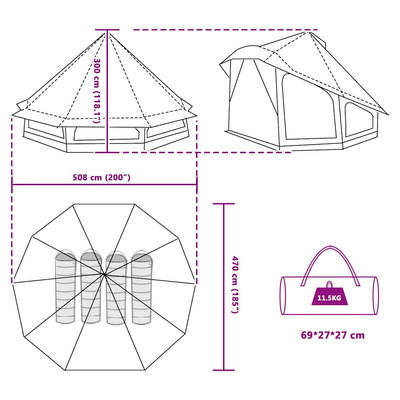 Namiot Tipi z dachem Niebieski 508 x 470 x 300 cm tafta