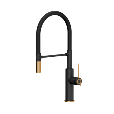 Quadron Bateria Kuchenna GEMMA Q LINE SteelQ pure carbon / Nano PVD miedź, czarny wąż