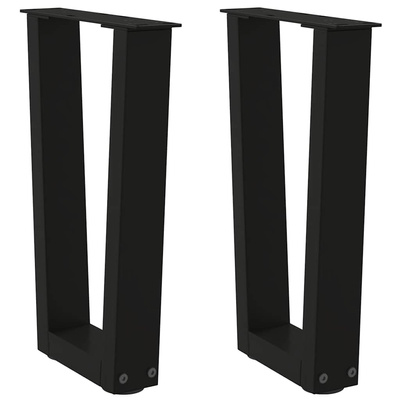 Nogi do stolika kawowego w kształcie litery V 2 szt. Czarne 28x(42-43,3) cm Stal