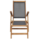 vidaXL Leżak tarasowy z podnóżkiem, lite drewno tekowe, czarny