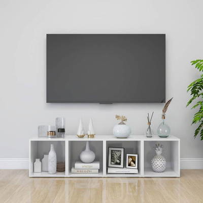 vidaXL Szafka pod TV, wysoki połysk, biała, 37x35x37 cm