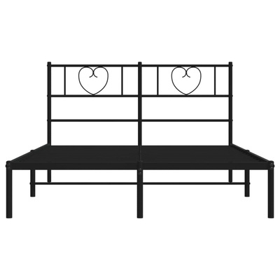 Metalowa rama łóżka z wezgłowiem czarna, 140x200 cm