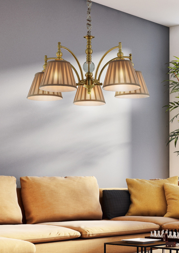Lampa wisząca patynowa regulowan łańcuch 5x40W E14 Austin Candellux 35-13859