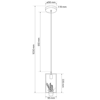 Lampa wisząca z doniczką, MEA, roślina, prostokąt, IP20, E27, EDO777546 EDO Solutions