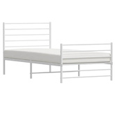 vidaXL Metalowa rama łóżka z wezgłowiem i zanóżkiem, biała, 90x190 cm model standard