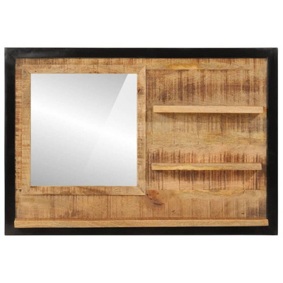 vidaXL Lustro z półkami, 80x8x55 cm, szkło i lite drewno mango