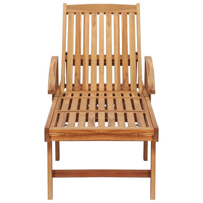 vidaXL Leżak ze stolikiem i poduszką, lite drewno tekowe