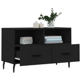 vidaXL Szafka pod TV, czarna, 80x36x50 cm, materiał drewnopochodny