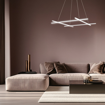 Lampa wisząca Led ANDROS 4-punktowa – geometryczny kształt - designerska lampa do salonu 4000K