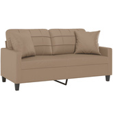 2-osobowa sofa z poduszkami, cappuccino, 140 cm, sztuczna skóra