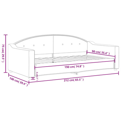 Sofa z funkcją spania, ciemnoszara, 90x190 cm, obita tkaniną