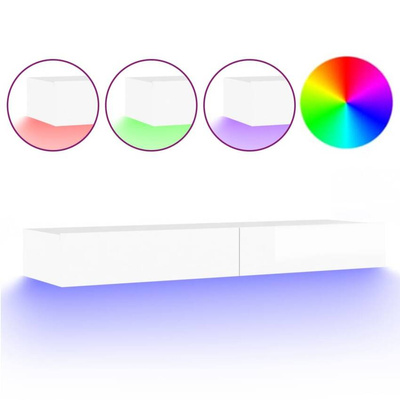 vidaXL Szafka pod TV z LED, biała z połyskiem, 120x35x15,5 cm
