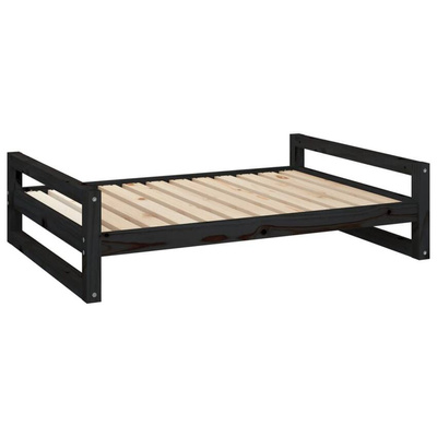 vidaXL Legowisko dla psa, czarne, 105,5x75,5x28 cm, drewno sosnowe model standard