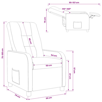 Fotel recliner Ciemnoszary tkanina