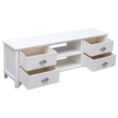 vidaXL Szafka pod TV, biała,108x30x40 cm, drewno paulownia