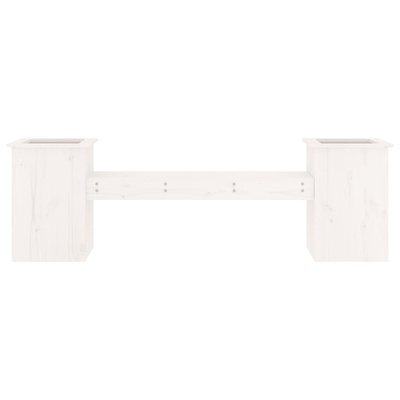 vidaXL Ławka z donicami, biała, 184,5x39,5x56,5cm, lite drewno sosnowe