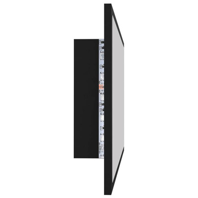 vidaXL Lustro łazienkowe z LED, czarne, 80x8,5x37 cm, akryl