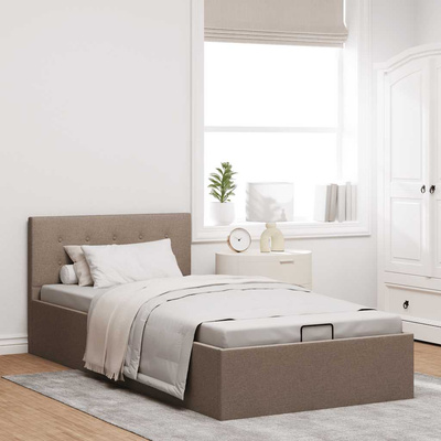 vidaXL Rama łóżka z podnośnikiem, taupe, tkanina, 100 x 200 cm