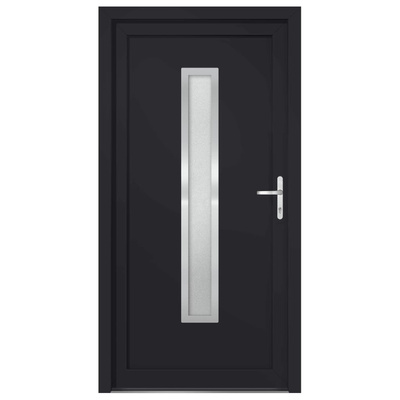 vidaXL Drzwi wejściowe, antracytowe, 98x208 cm, PVC
