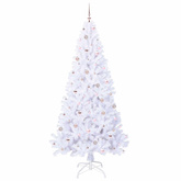 Sztuczna choinka z 300 diodami LED Biały 240 cm PVC i stal