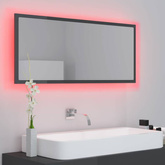 vidaXL Lustro łazienkowe LED, wysoki połysk szare, 100x8,5x37cm, akryl