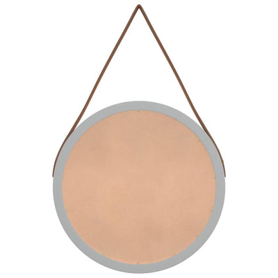 vidaXL Lustro ścienne na pasku, srebrne, Ø35 cm