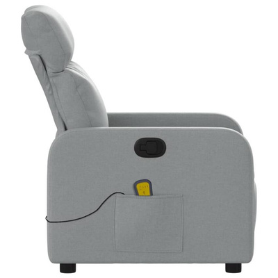 Rozkładany fotel masujący, jasnoszary, obity tkaniną vidaXL