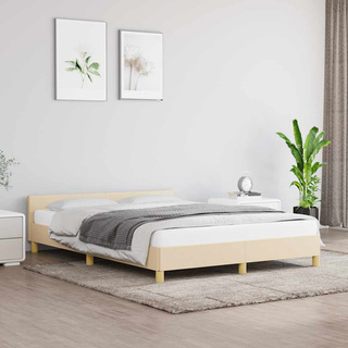 vidaXL Rama łóżka z zagłówkiem, kremowa, 140x200 cm, obita tkaniną model standard