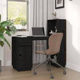 vidaXL Biurko, czarne, 110x53x117 cm, lite drewno sosnowe