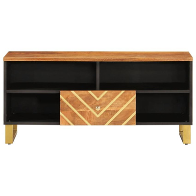 Szafka pod TV, brązowo-czarna 100x33,5x46 cm, lite drewno mango vidaXL