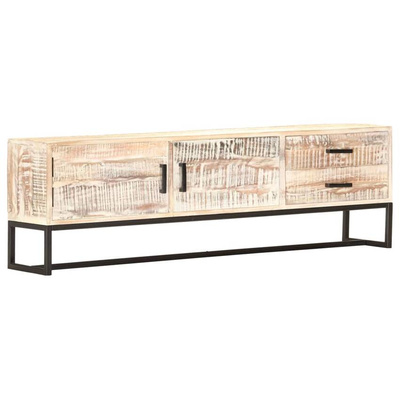 vidaXL Szafka pod TV, biała, 140 x 30 x 45 cm, lite drewno akacjowe
