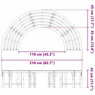 Ławka Drzewna 4 -Seater 210 x 80 x 45 cm Naturalny