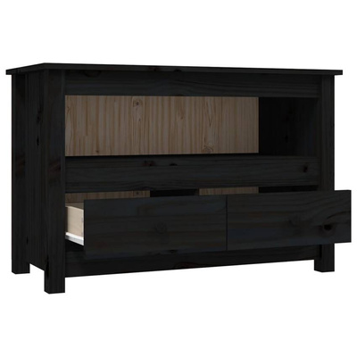 vidaXL Szafka pod TV, czarna, 79x35x52 cm, lite drewno sosnowe