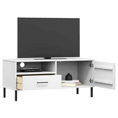 Szafka pod TV OSLO, metalowe nóżki, biała, sosnowa vidaXL