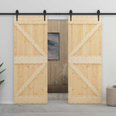 Drzwi przesuwne 2 szt. 90 x 210 cm Lite drewno sosnowe