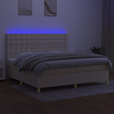 vidaXL Łóżko kontynentalne z materacem, kremowe, 200x200 cm, tkanina model standard