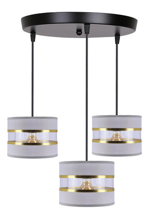 Lampa wisząca z abażurami Pandy czarna potrójna do salonu