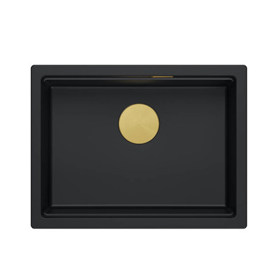 LOGAN 100 GraniteQ zlewozmywak pure carbon 59,5x45,1x21,5 cm 1-komorowy podwieszany z syfonem manualnym złoty