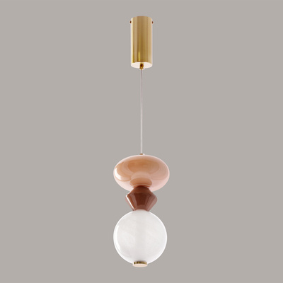 FLORES lampa wisząca mosiężny+brązowy+pomarańczowy 10W LED 3000K klosz biały