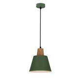 Lampa wisząca zielona metalowa + drewno Faro Ledea 50101260