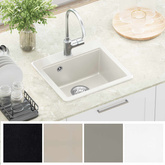 Zlew 80% Kwarc i 20% Żywica 470 x 440 mm Biały